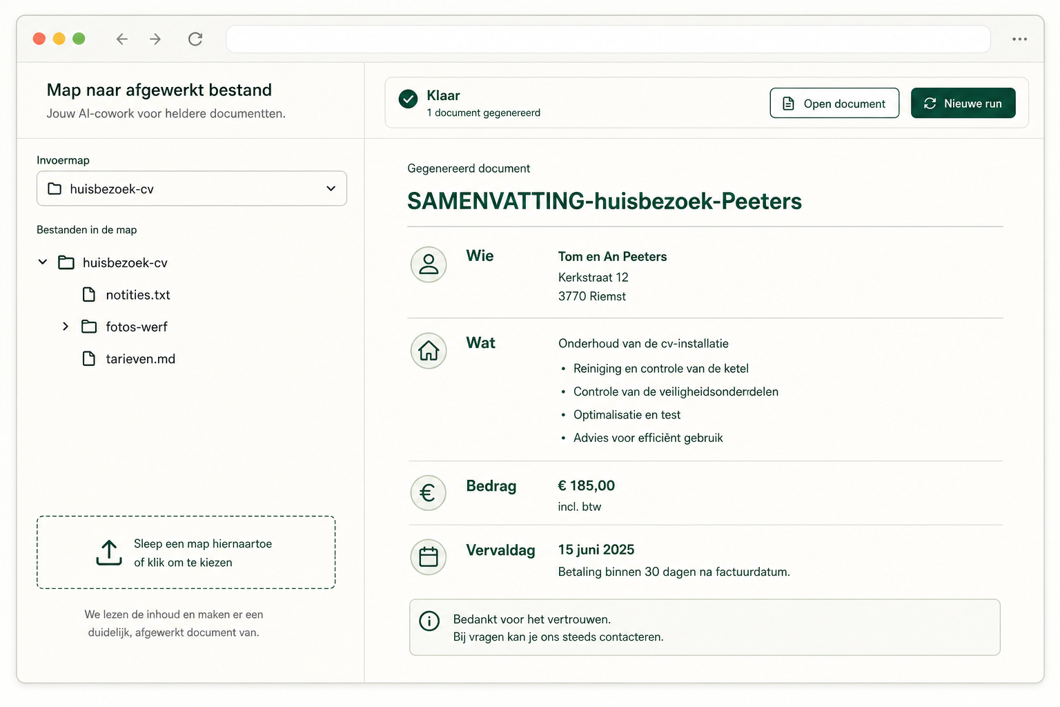 Demo: map huisbezoek-cv naar SAMENVATTING-huisbezoek-Peeters